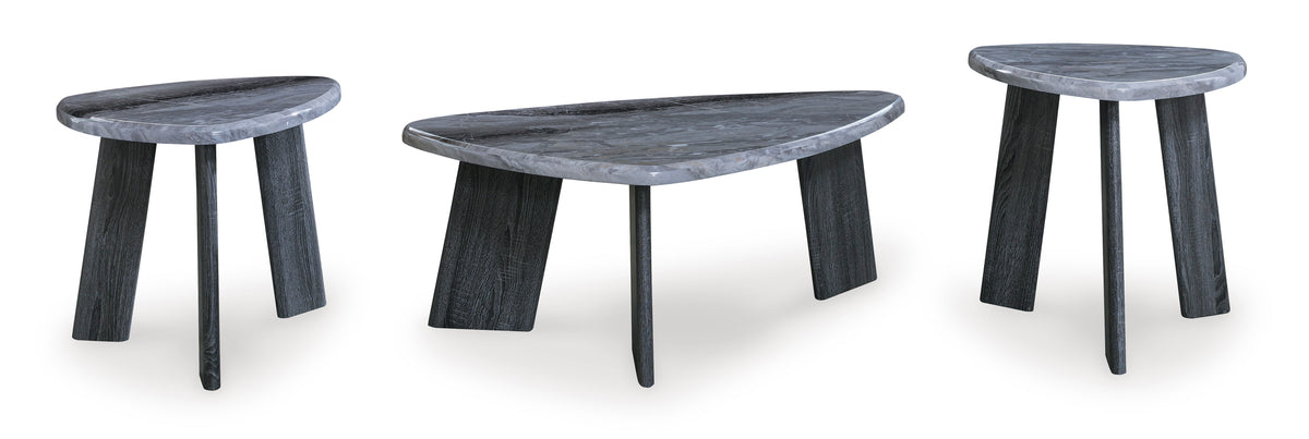 Gray three-piece table set, full product view
