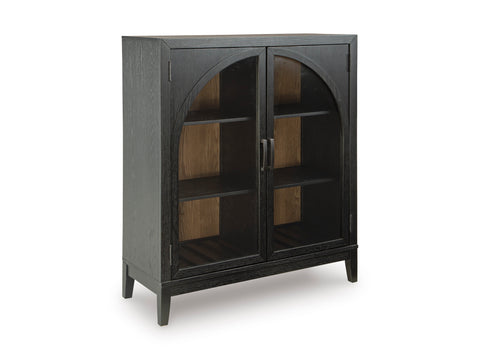 Black and Brown Glass-Door Bar Cabinet