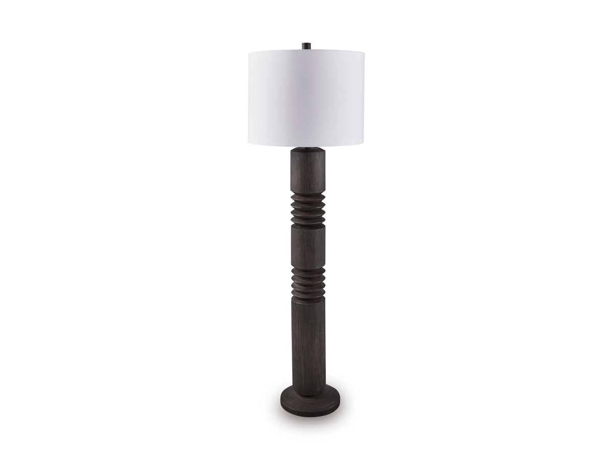 Distressed Black floor lamp, full product view
