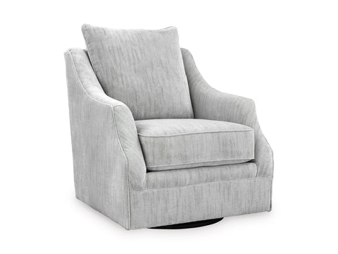 Gray Upholstered Swivel Accent Chair with Reversible Back
