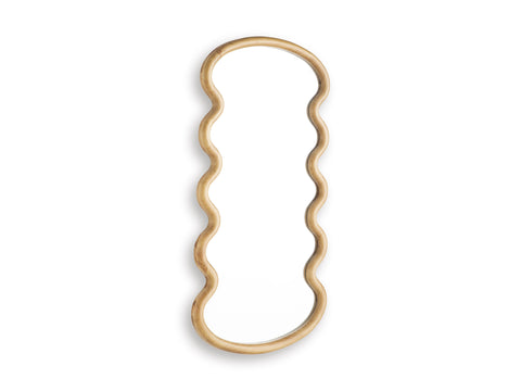 Brown Wavy Wood-Framed Wall Mirror