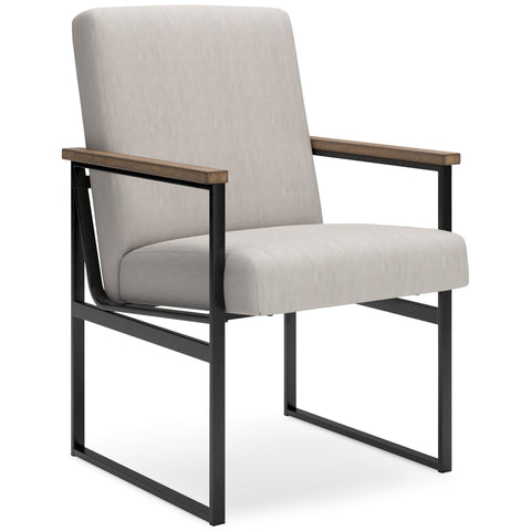 Upholstered Home Office Chair with Metal Frame and Wood Arms