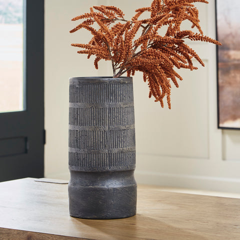 Beninworth Antiqued Black Ridged Paper Composite Vase