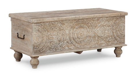 Fossil Ridge Carved Wood Storage Bench
