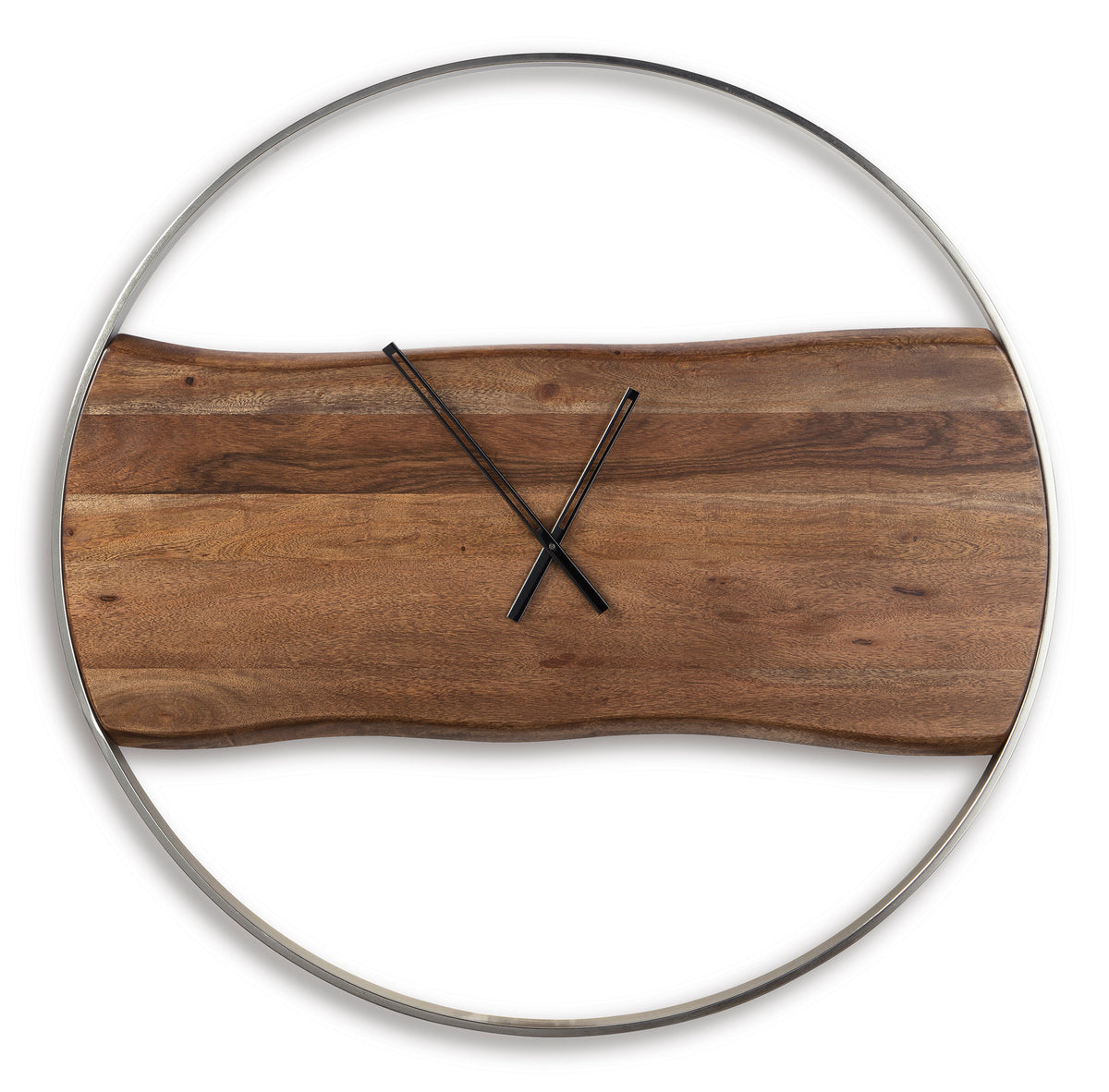 Brown/Silver Finish wall clock, full product view