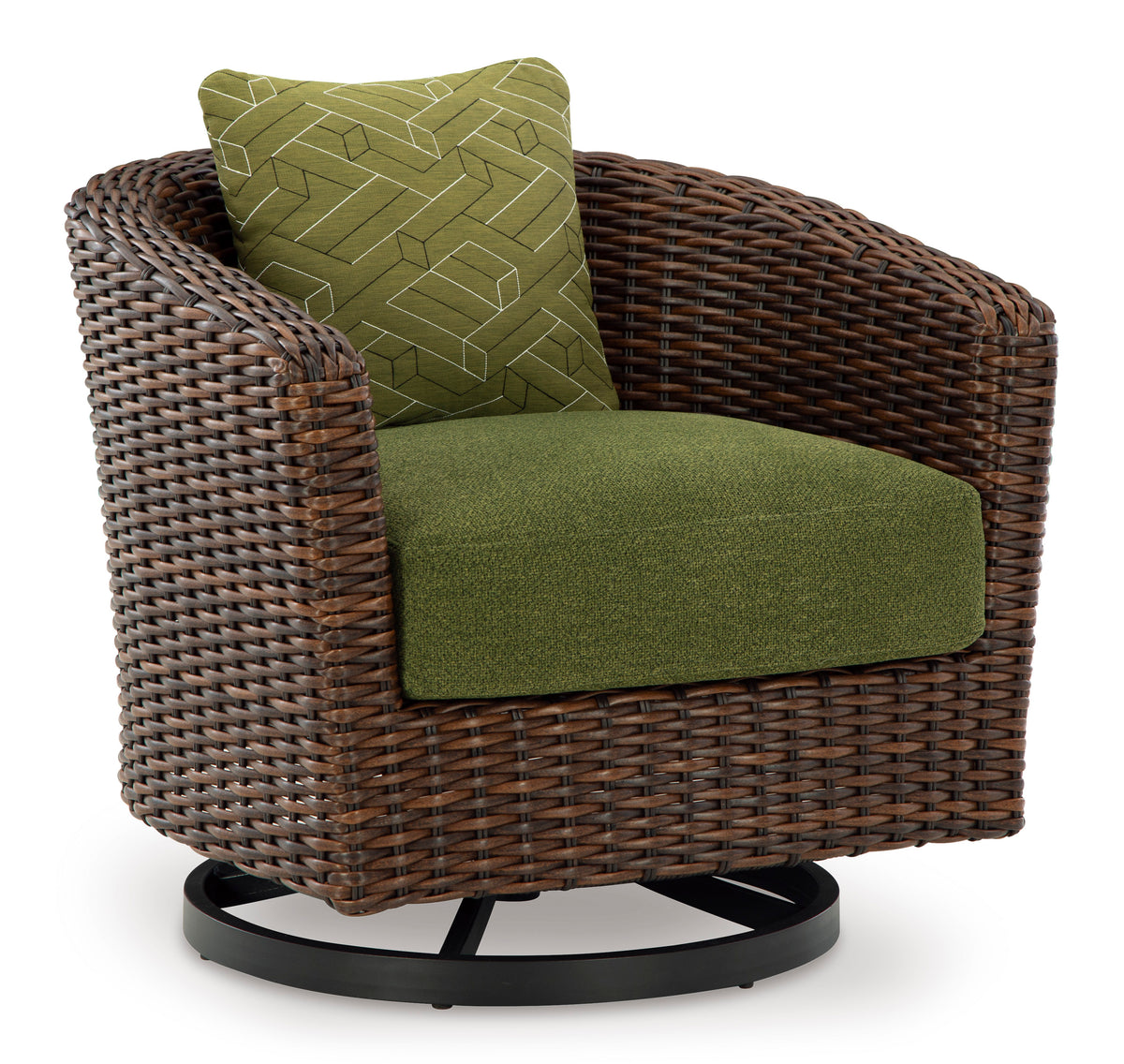 Brown/Green Swivel Lounge w/ Cushion, full product view