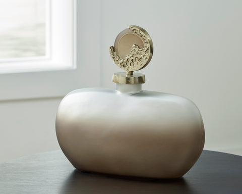 Acario Taupe Frosted Glass Decorative Jar with Gold-Tone Topper