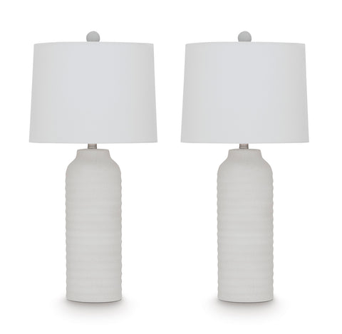 Vauville Matte White Textured Table Lamps — Set of 2