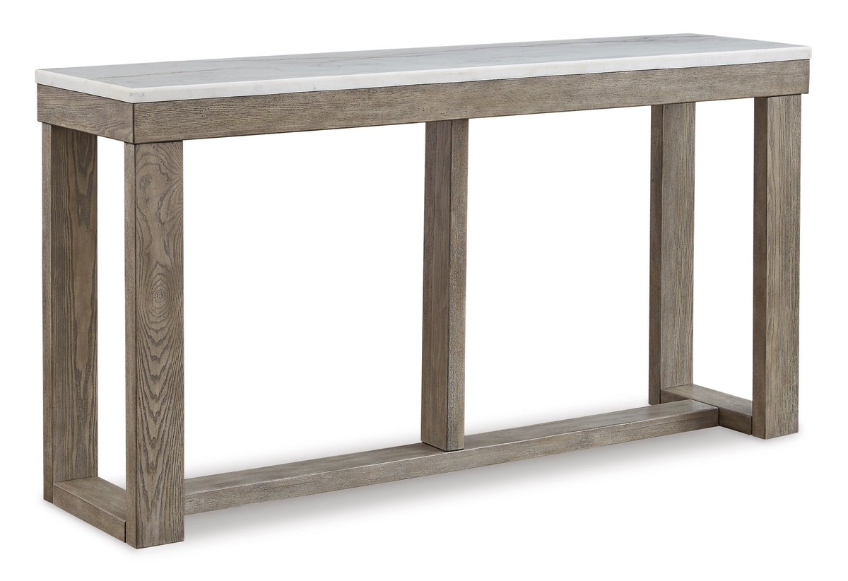 Brown/Ivory Marble-Top Console Table, full product view
