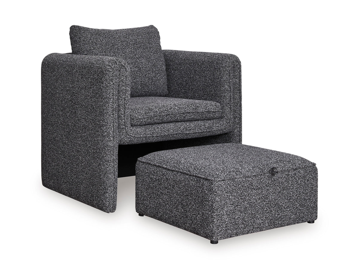 Charcoal/Black Accent Chair and Ottoman Set, full product view