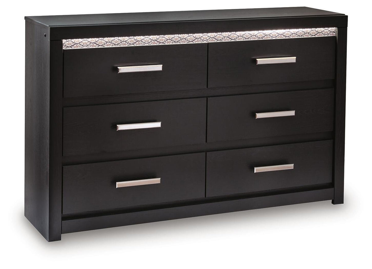 Black / Six Drawer Dresser — complete product angled view