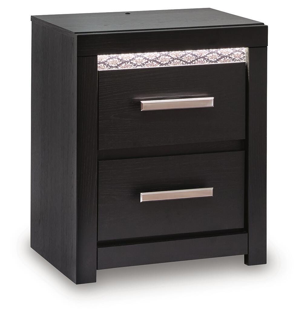 Black / Two Drawer Nightstand — complete product angled view