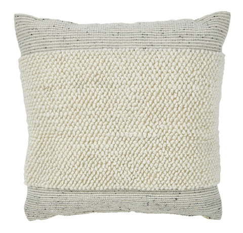 20-Inch Gray and White Handwoven Textured Pillow