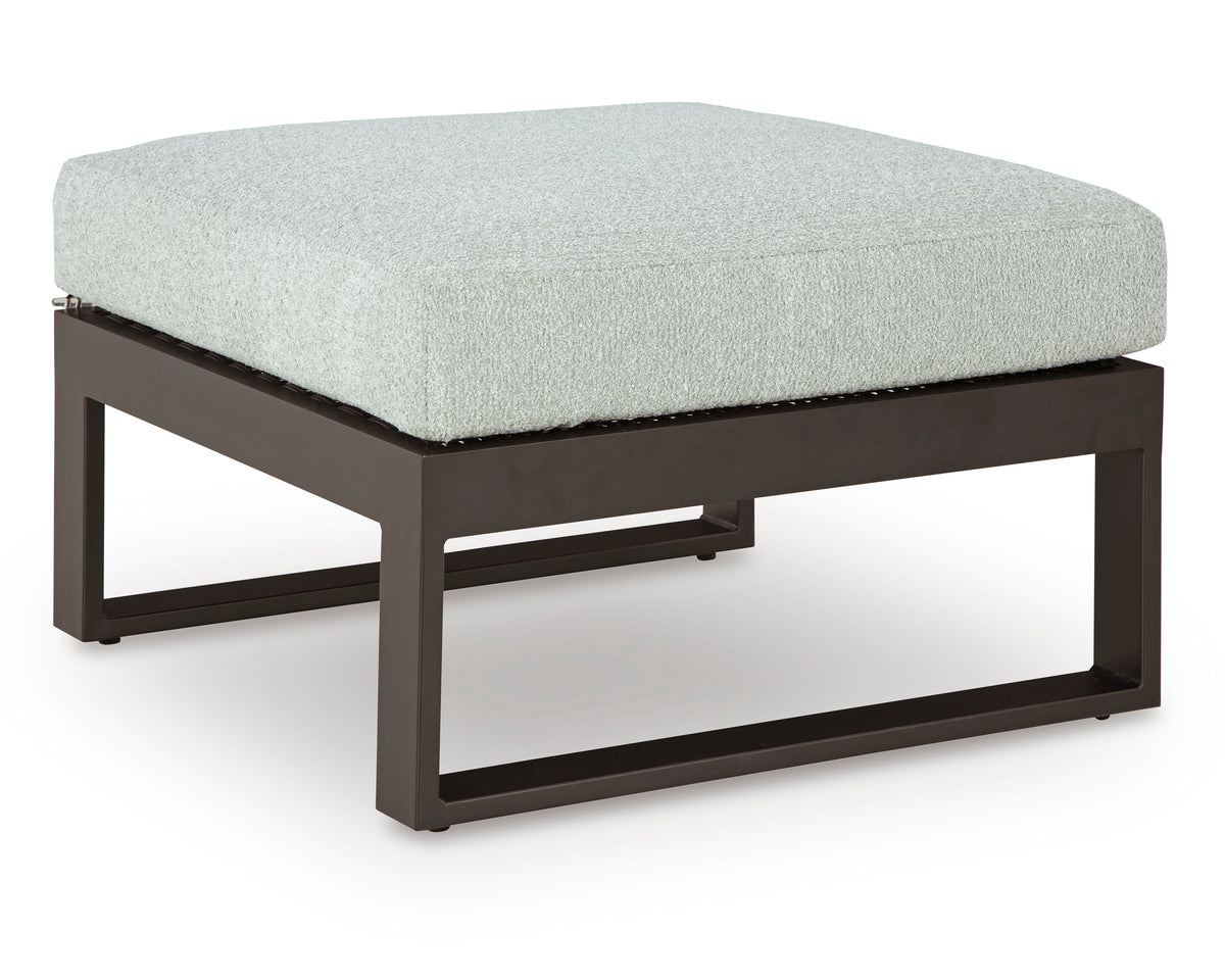 Black/Gray, complete outdoor ottoman with cushion