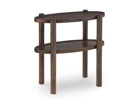 Gray Brown Mango Wood Narrow Accent Table with Shelf