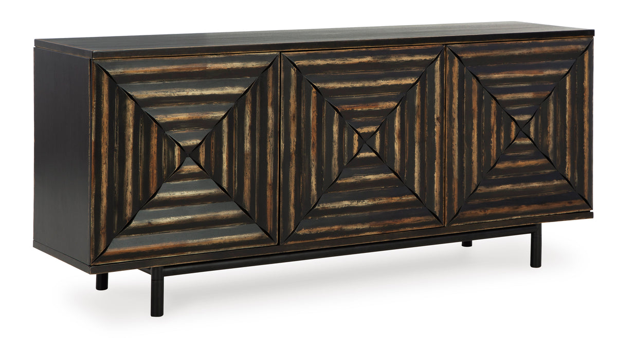 Distressed Black Accent Cabinet, view 1