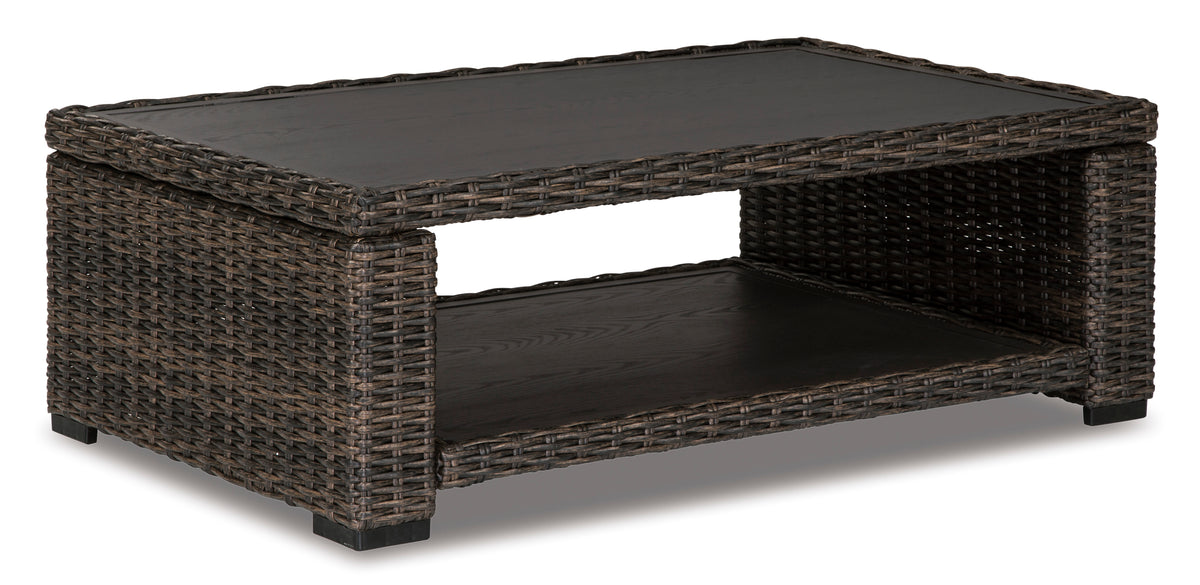 Brown Rectangular Cocktail Table, full product view