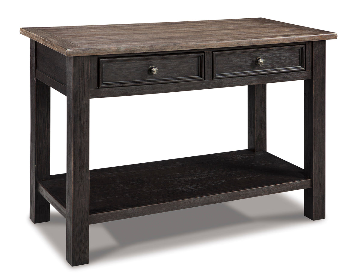 Grayish Brown/Black Two-Drawer Console Table, full product view