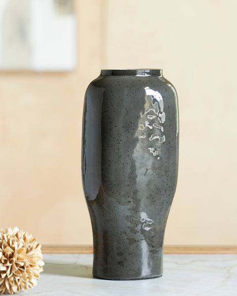 Kierlain Gray and Black Speckled Glass Vase