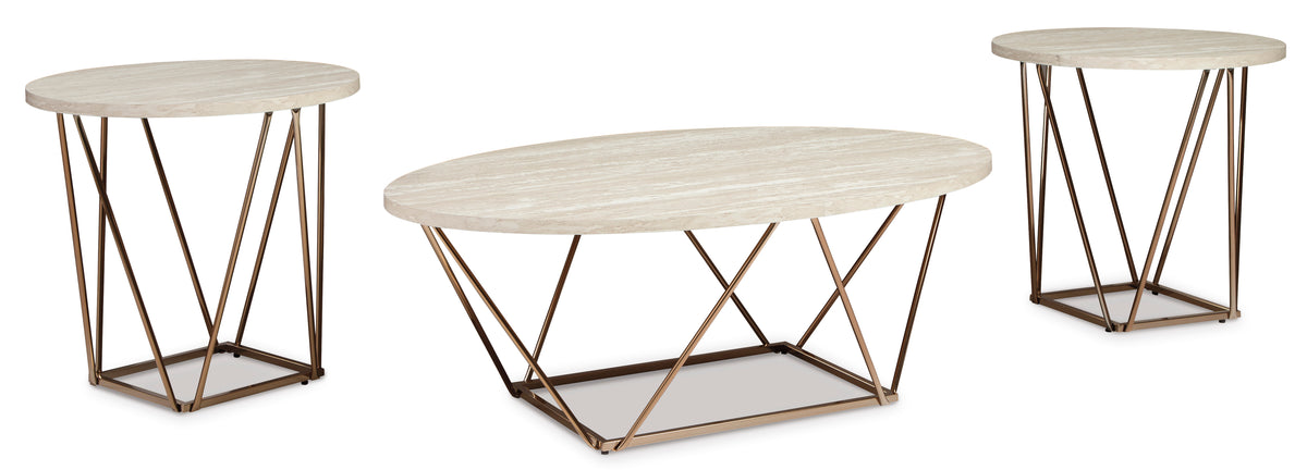 Two-tone three-piece table set, full product view