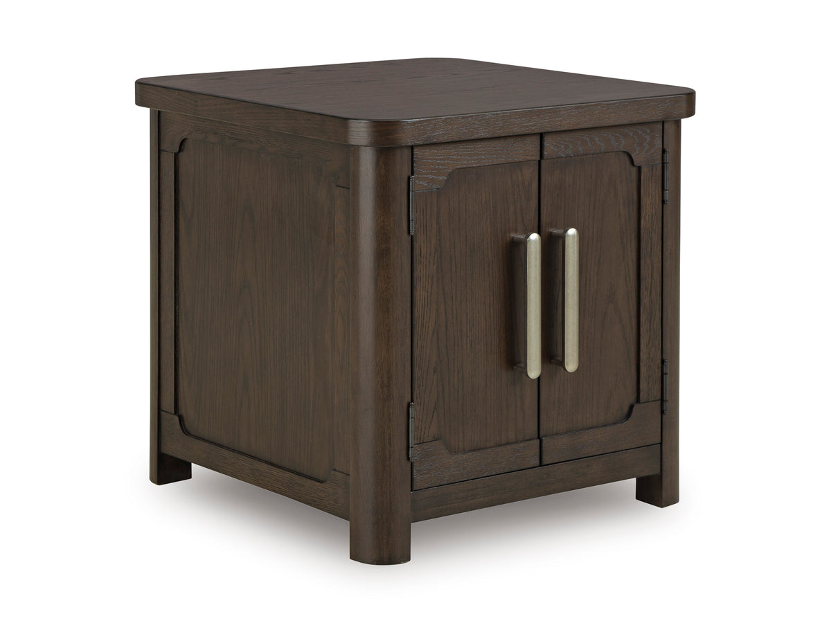 Dark Brown Two-Door End Table, full product view