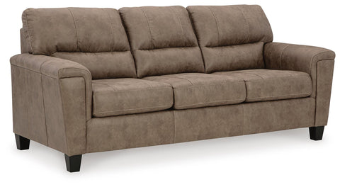 Modern Faux Leather Queen Sleeper Sofa in Fossil or Smoke