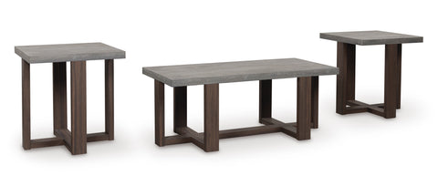 Dynnford Gray and Brown 3-Piece Coffee and End Table Set