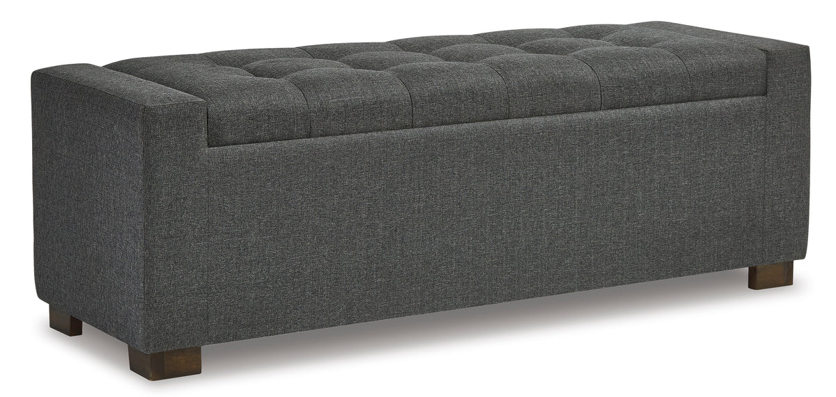 Gray Storage Bench, full product view
