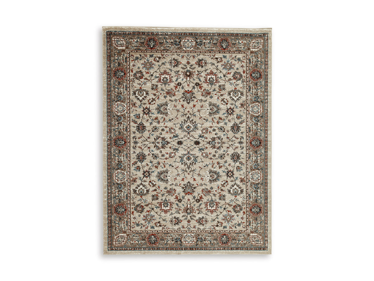 Blue/Brown/Beige 5' x 7', complete rug design; representative size