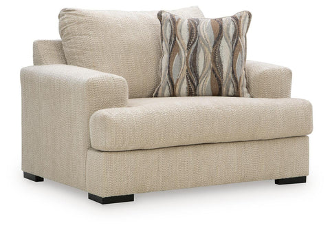 Oatmeal Textured Oversized Chair with Reversible Seat