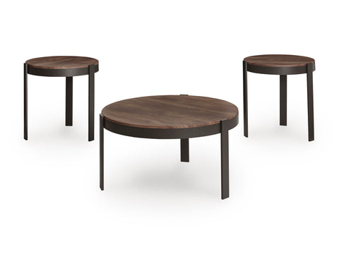 Horizon Hills Brown and Black 3-Piece Round Table Set