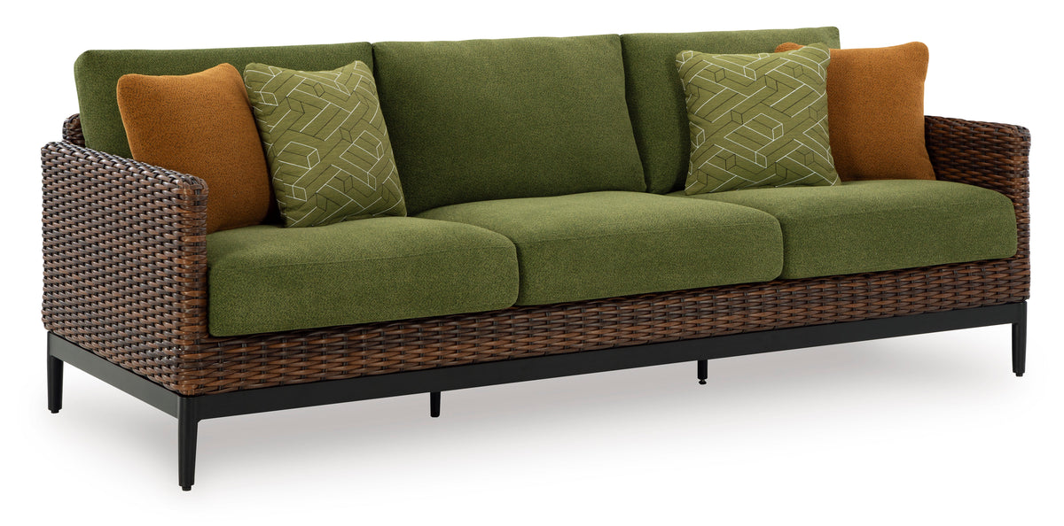 Brown/Green Sofa with Cushion, full product view