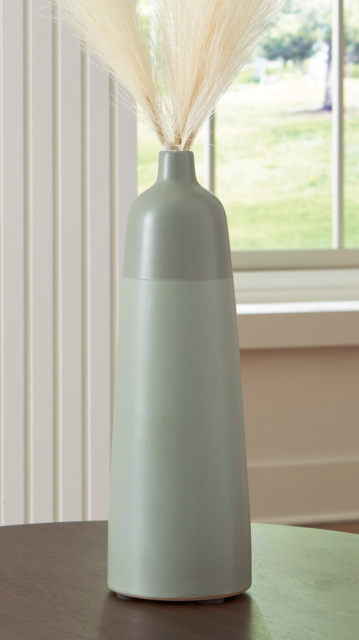 Sage Green 15-inch height vase, full product view