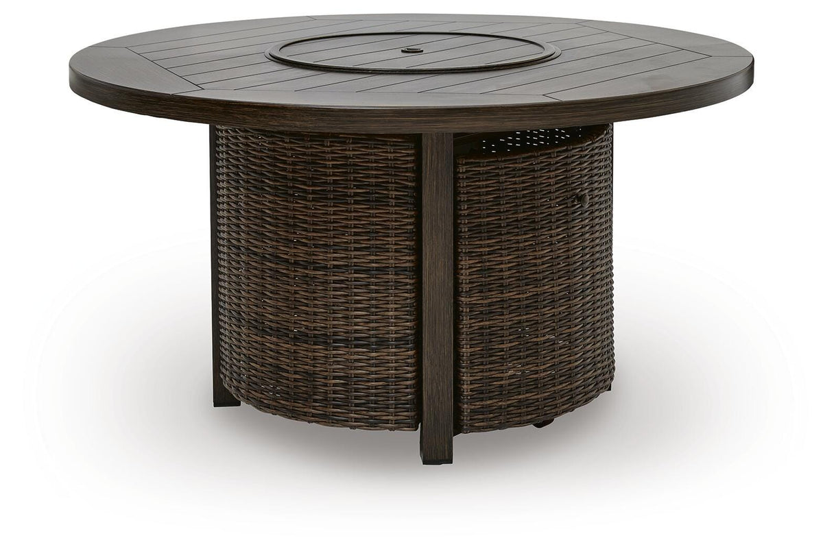 Dark Brown, full round fire pit table with burner cover