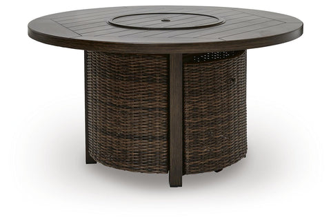 Dark Brown Round Outdoor Fire Pit Table with 55,000 BTU Burner