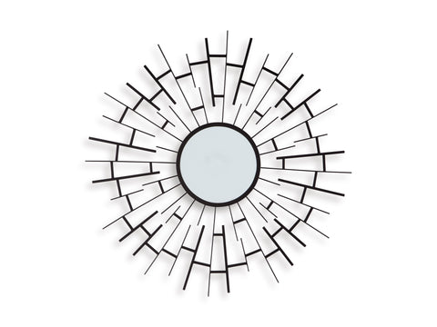 Garrenworth Black Metal Sunburst Wall Mirror