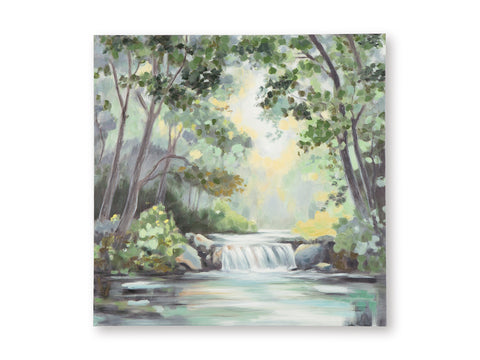 Evermaddick Hand-Painted Woodland Stream Canvas Wall Art