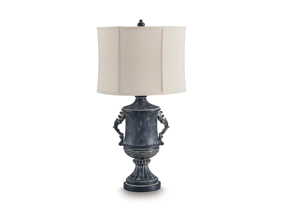 Antique Black table lamp, full product view