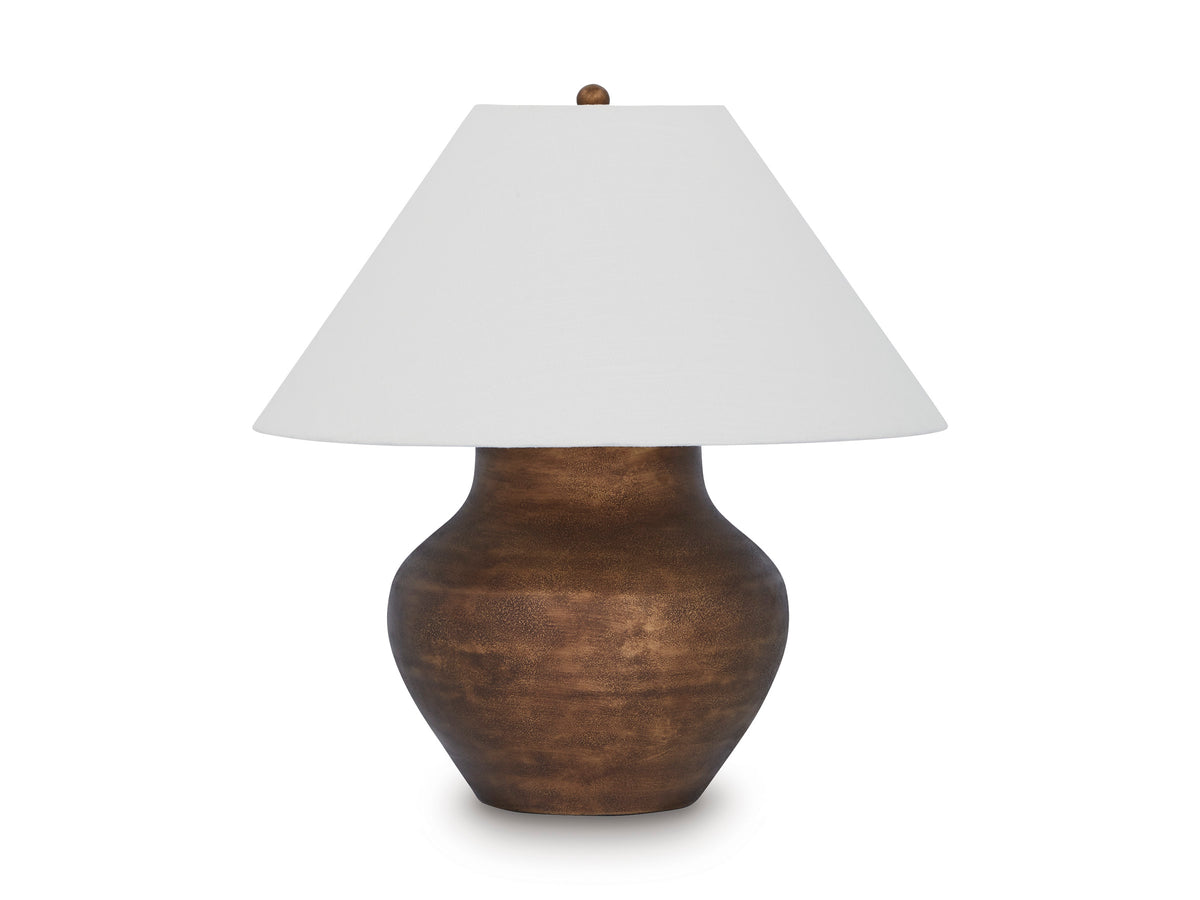 Antique Copper Finish table lamp, full product view