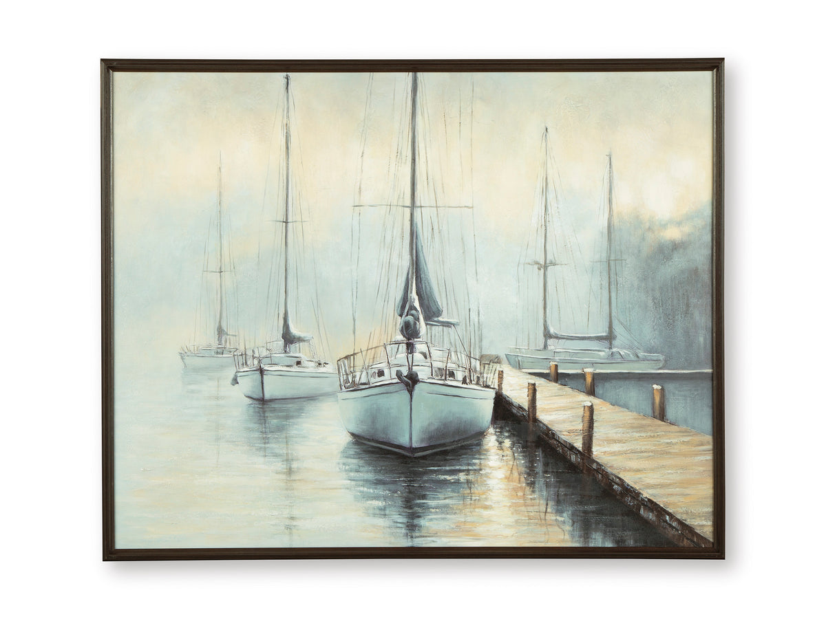 Blue/White/Brown Worthney wall art, full product view