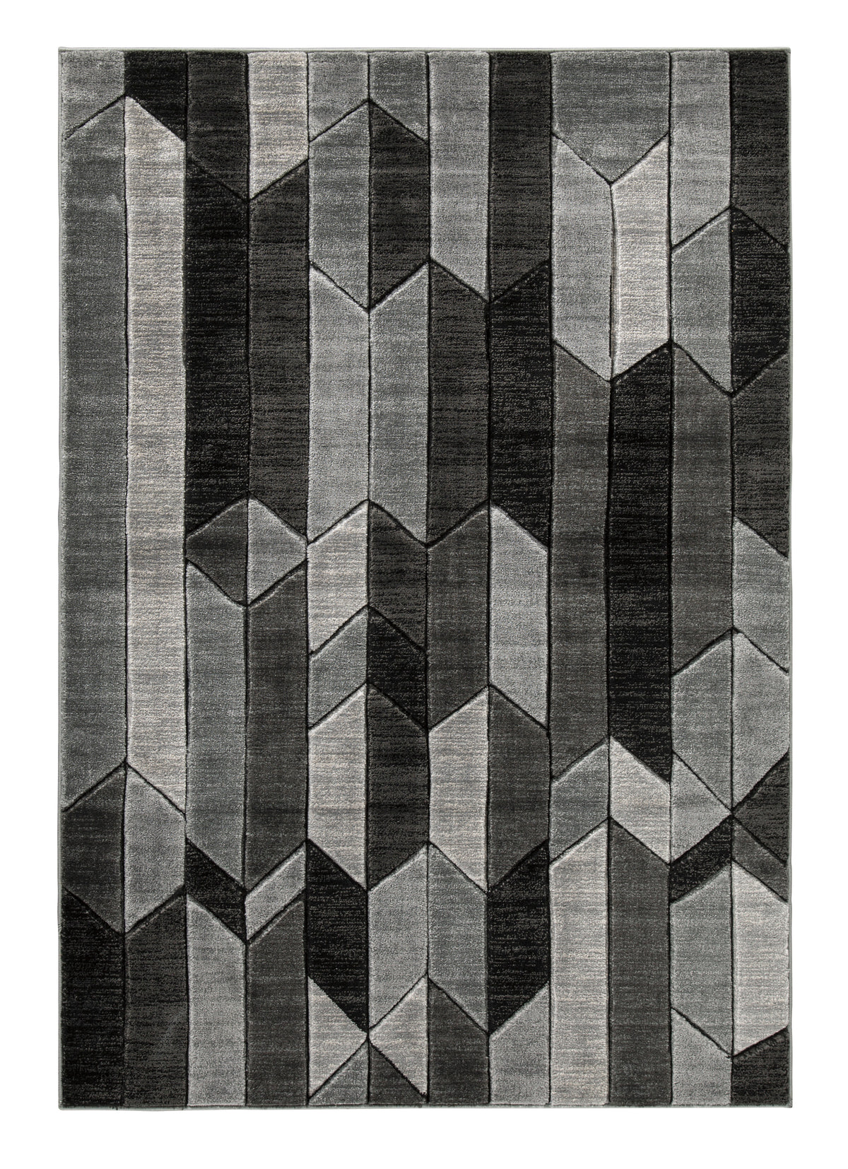 Black/Gray 78.88" x 102.5", complete rug design; representative size