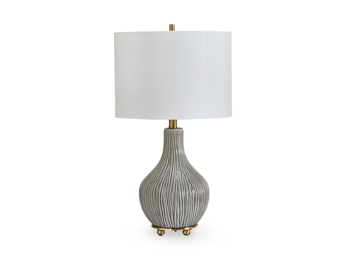 Gray/Gold Finish table lamp, full product view