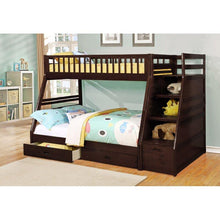 Cargar imagen en el visor de la galería, 4474 TWIN/FULL BUNK BED WITH STORAGE STAIRCASE