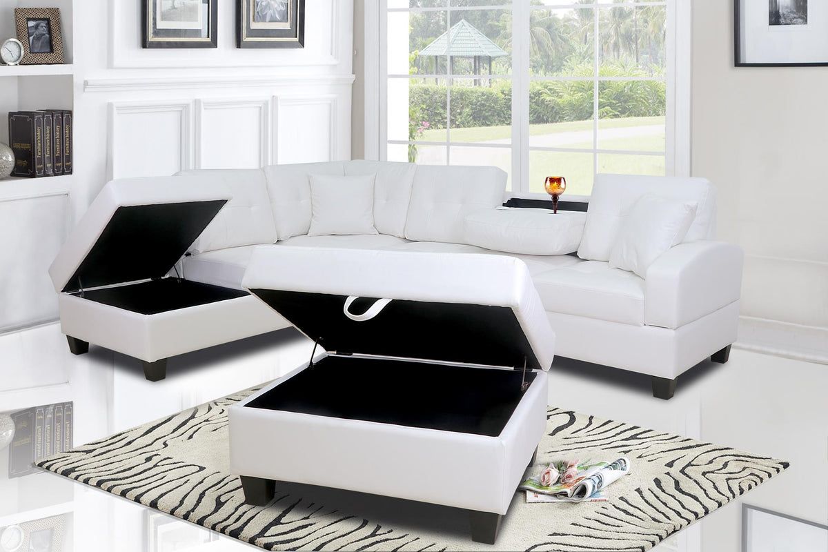 U5300 WHITE SECTIONAL WITH OTTOMAN The RoomStyle Furniture