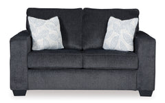 Dark Gray track-arm loveseat, front view - 2