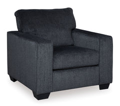 Dark Gray track-arm chair, angled view - 3