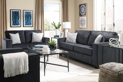 Dark Gray track-arm sofa and loveseat, room scene; styling accessories not included - 10