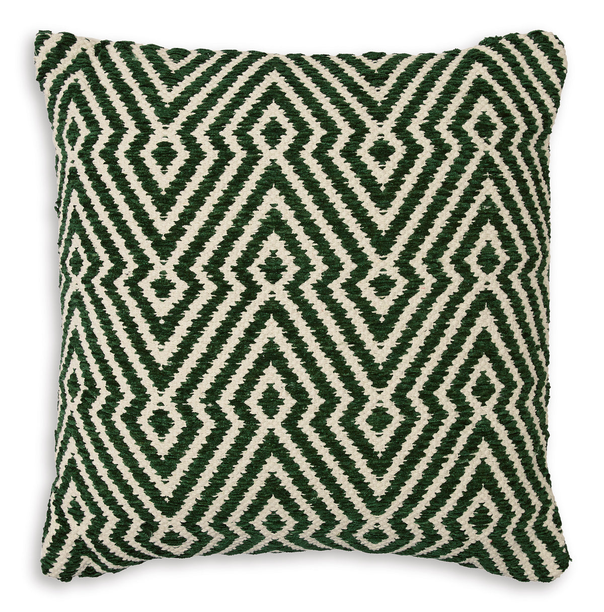 19-Inch Green and Ivory Geometric Pillows — Set of 4, single pillow front; set includes four