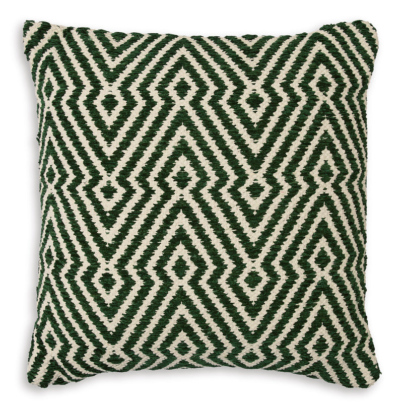 19-Inch Green and Ivory Geometric Pillows — Set of 4