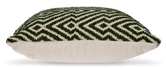19-Inch Green and Ivory Geometric Pillows — Set of 4, single pillow side profile - 4